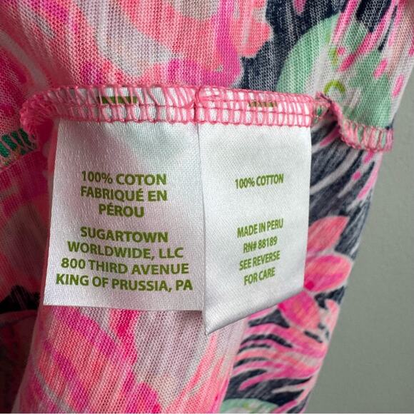 Lilly Pulitzer Etta V-neck Tee in High Tide Navy Honda Classic Print XXS - Picture 6 of 9